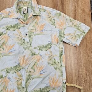 Jamaica Jaxx Light Blue and Green Floral Men's Shirt